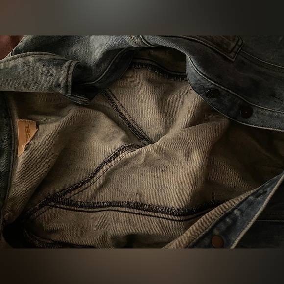 Diesel authentic blue bleached denim and leather jumpsuit. Size XXS - Picture 16 of 16